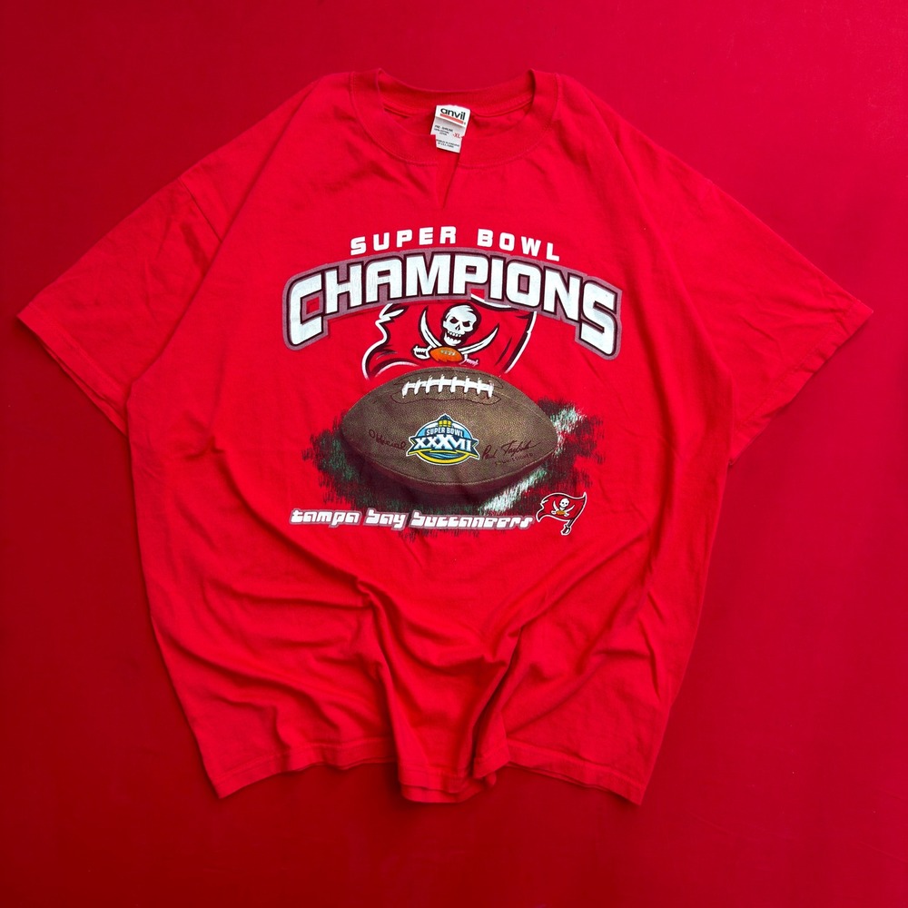 Vintage Anvil Tampa Bay Buccaneers Super Bowl XXXVII Champions T-Shirt Red XL